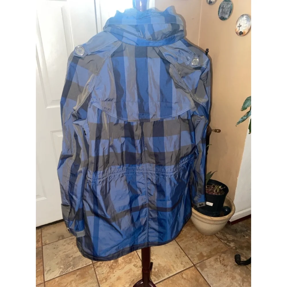 Women's Burberry Brit Plaid Jacket Size 10 Blue Gray - Picture 14 of 15